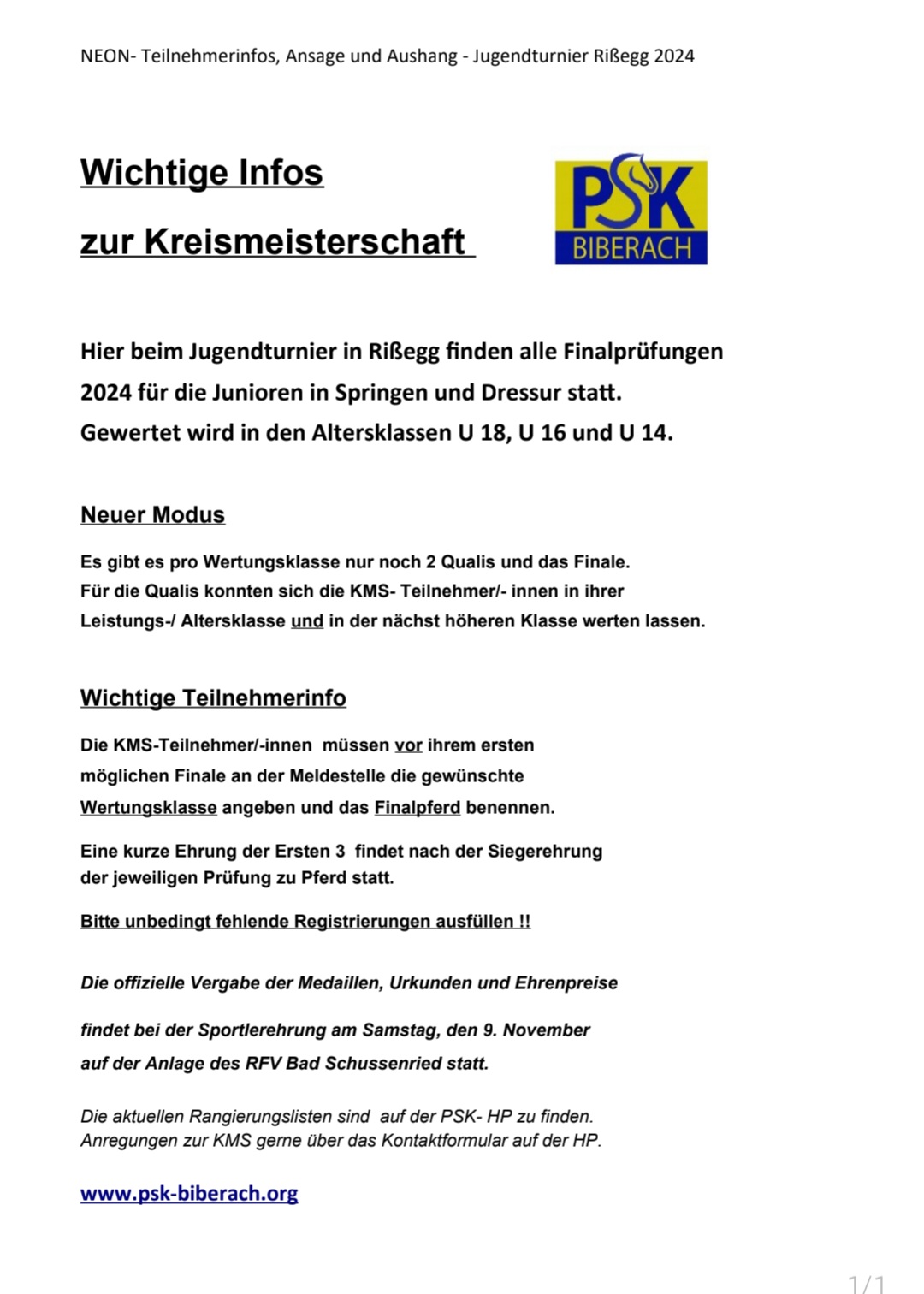 Infotext Kreismeisterschaften